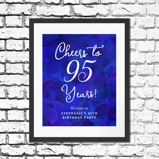 Elegant Royal Blue Cheers till 95 års födelsedag Poster (Skapare uppladdad)