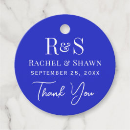 Elegant Royal Blue Chic Modern Monogram Bröllop Gåvor Etiketter