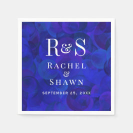 Elegant Royal Blue Chic Modern Monogram Bröllop Pappersservett