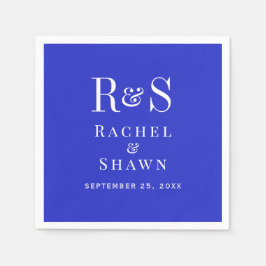 Elegant Royal Blue Chic Modern Monogram Bröllop Pappersservett