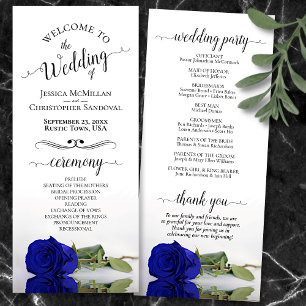 Elegant Royal Blue eller Ro Romantic Bröllop Program