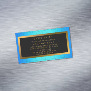 Elegant Royal Blue Metall Magnetiska Visitkort