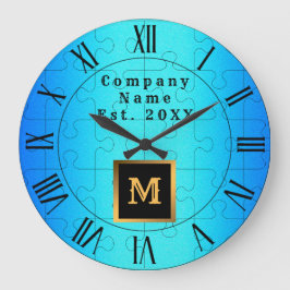 Elegant Royal Blue Metall Monogramme Stor Klocka