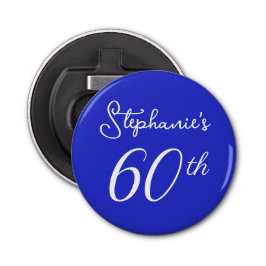 Elegant Royal Blue Monogram 60:e Födelsedagsfesten Flasköppnare