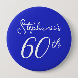 Elegant Royal Blue Monogram 60:e Födelsedagsfesten Knapp