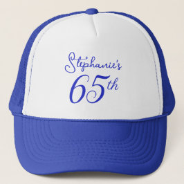 Elegant Royal Blue Monogram 65e Birthday Keps
