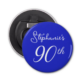 Elegant Royal Blue Monogram 90:e Födelsedagsfest Flasköppnare