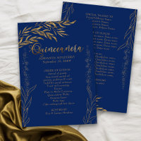 Elegant Royal Blue och Guld Löv Quinceanera