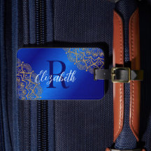 Elegant Royal Blue och Guld Mandala Monogrammed