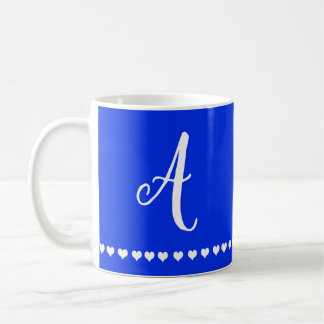 Elegant Royal Blue - och White Monogram Inledande Kaffemugg