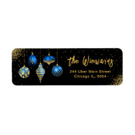 Elegant Royal Blue Ornament Christmas Returadress Etikett