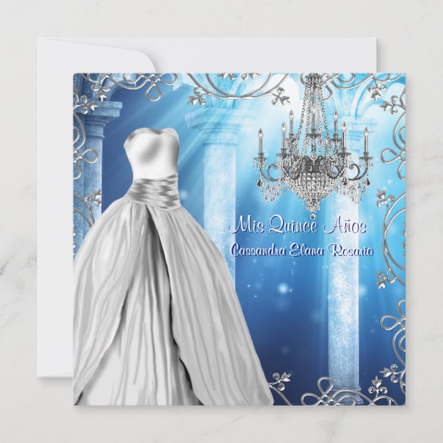 Elegant Royal Blue Quinceanera Inbjudningar (Framsida)