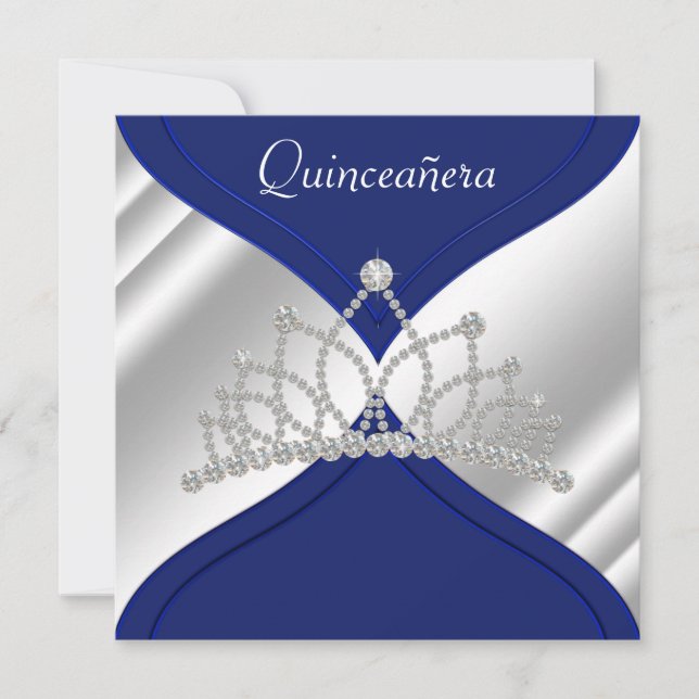 Elegant Royal Blue Quinceanera-inbjudningar Inbjudningar (Framsida)