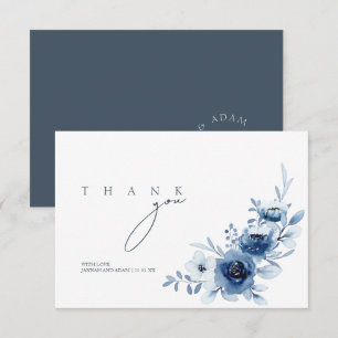 Elegant Royal Blue Ro Blommigt Bröllop Tack Kort