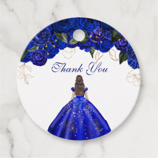 Elegant Royal Blue Ro Blommigt Quince Tack Gåvor Etiketter