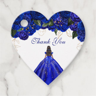 Elegant Royal Blue Ro Blommigt Quinceanera Gåvor Etiketter