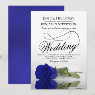 Elegant Royal Blue Ro Classy Script Bröllop Inbjudningar