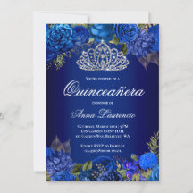 Elegant Royal Blue Ro Diamond Tiara Quinceanera
