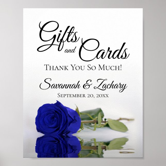 Elegant Royal Blue Ro Gifts & Cards Bröllop-skylt Poster (Framsidan)
