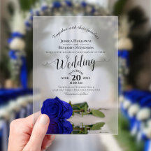 Elegant Royal Blue Ro Lacy Calligraphy Bröllop