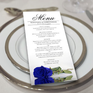 Elegant Royal Blue Ro med reflektioner Bröllop Meny