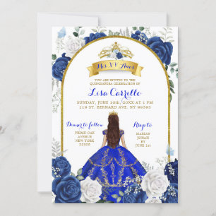Elegant Royal Blue Ro Mis XV Anos-inbjudan Inbjudningar