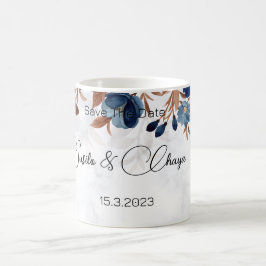 elegant Royal Blue Rustic modern savethedate. Kaffemugg