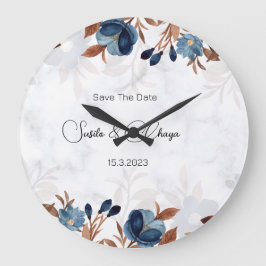 elegant Royal Blue Rustic modern savethedate. Stor Klocka