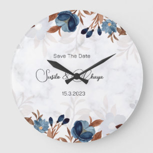 elegant Royal Blue Rustic modern savethedate. Stor Klocka