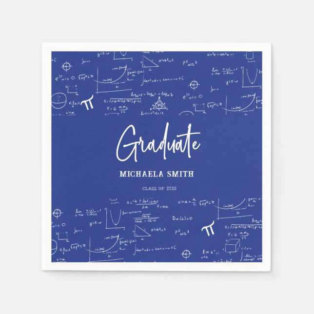 Elegant Royal Blue Script Math Student Party Pappersservett (Framsidan)