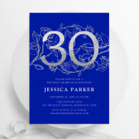 Elegant Royal Blue Silver 30-årsdag