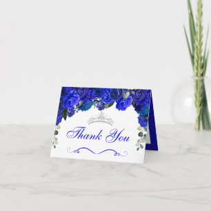 Elegant Royal Blue Silver Quinceanera Tack Inbjudan