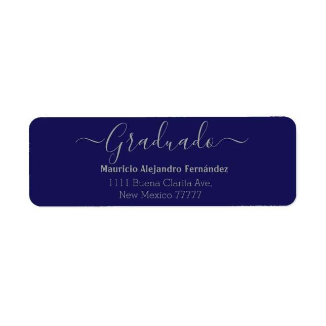 Elegant Royal Blue Spanska | Klassårets returlampa Returadress Etikett (Framsidan)