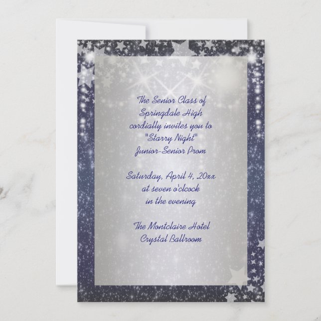 Elegant Royal Blue Starry Night Prom Inbjudningar (Framsida)