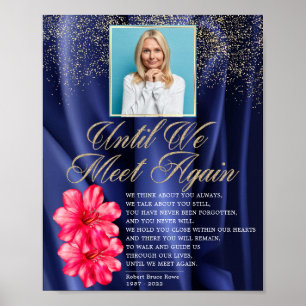 Elegant Royal Blue Velvet Blommigt Funeral Dikt Si Poster
