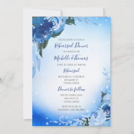 Elegant Royal Blue Watercolor Blommigt Greenery Inbjudningar