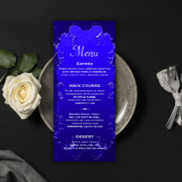 Elegant Royal Blue Wedding Reception Menu Meny