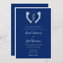 Elegant Royal Blue - White Monogram Inbjudningar