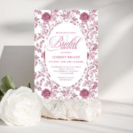 Elegant Royal Blush Rose Pattern Bridal Shower  Inbjudningar