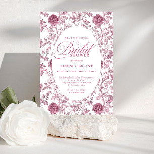 Elegant Royal Blush Rosmönster Bröllopsdusch Inbjudningar