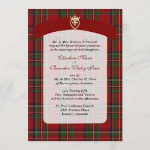 Elegant Royal Bröllopsinbjudan från Stewart Plaid  Inbjudningar