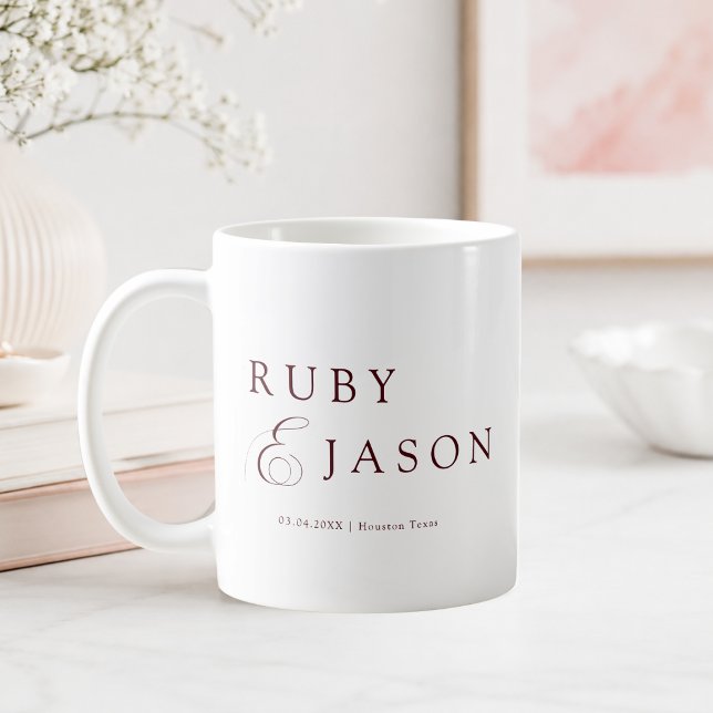 Elegant Royal Burgundy Script Bröllop Kaffemugg (Skapare uppladdad)