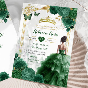 Elegant Royal Castle Emerald Grönt Quinceañera Inbjudningar