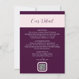 Elegant Royal Crimson QR Bröllop-detaljkort