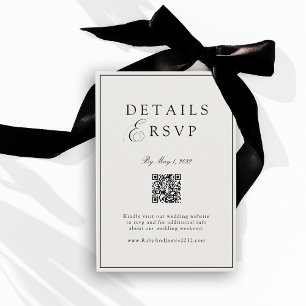 Elegant Royal Elfenben & Svart QR-kod Bröllop RSVP Tilläggskort