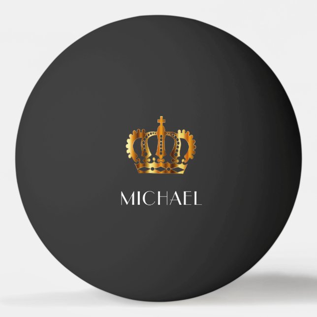 Elegant Royal Gold Crown Namn Ping Pong Boll (Framsidan)