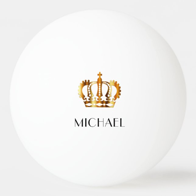 Elegant Royal Gold Crown Namn  Pingisboll (Framsidan)