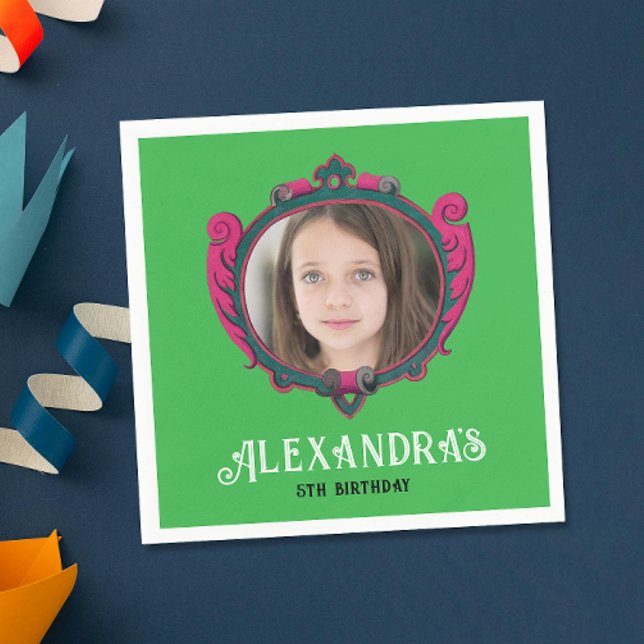 Elegant Royal Grönt Rosa Princess Emblem Photo Pappersservett (Skapare uppladdad)