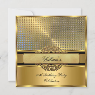 Elegant Royal Guld Födelsedagsfest Herrar Mäns 3 Inbjudningar