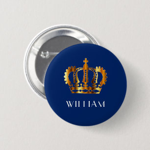 Elegant Royal Guld Krona Blue Knapp